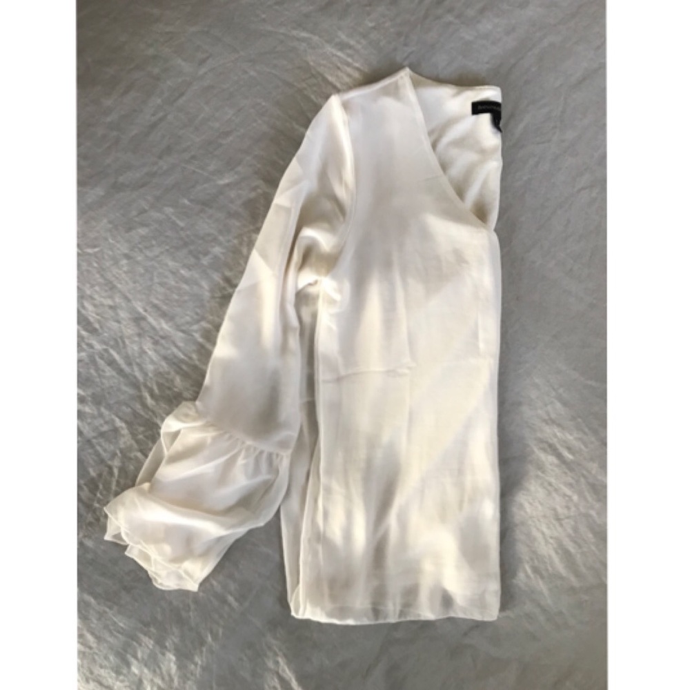 White Chiffon Bell Sleeve Blouse